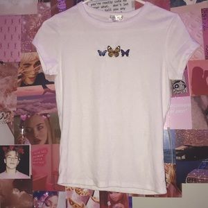 Butterfly embroidered tee